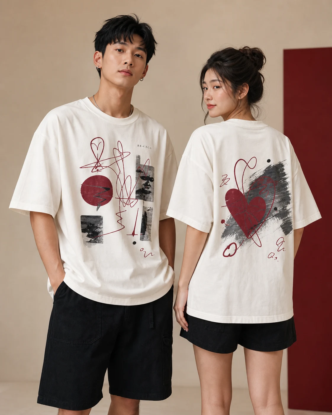 Nam va nu mac ao Oversize dang rong